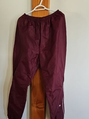 K-Way Men's Maroon Pants with White Side Zippers
